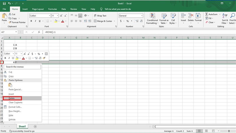 Cách tự động cập nhật số thứ tự trong Excel
