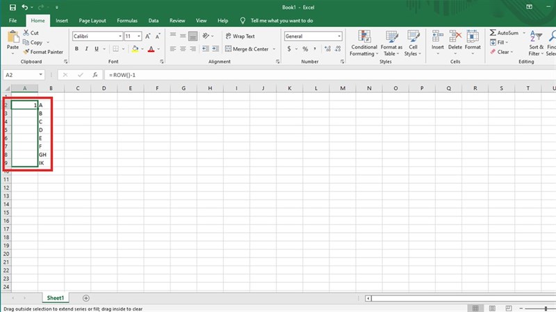 Cách tự động cập nhật số thứ tự trong Excel