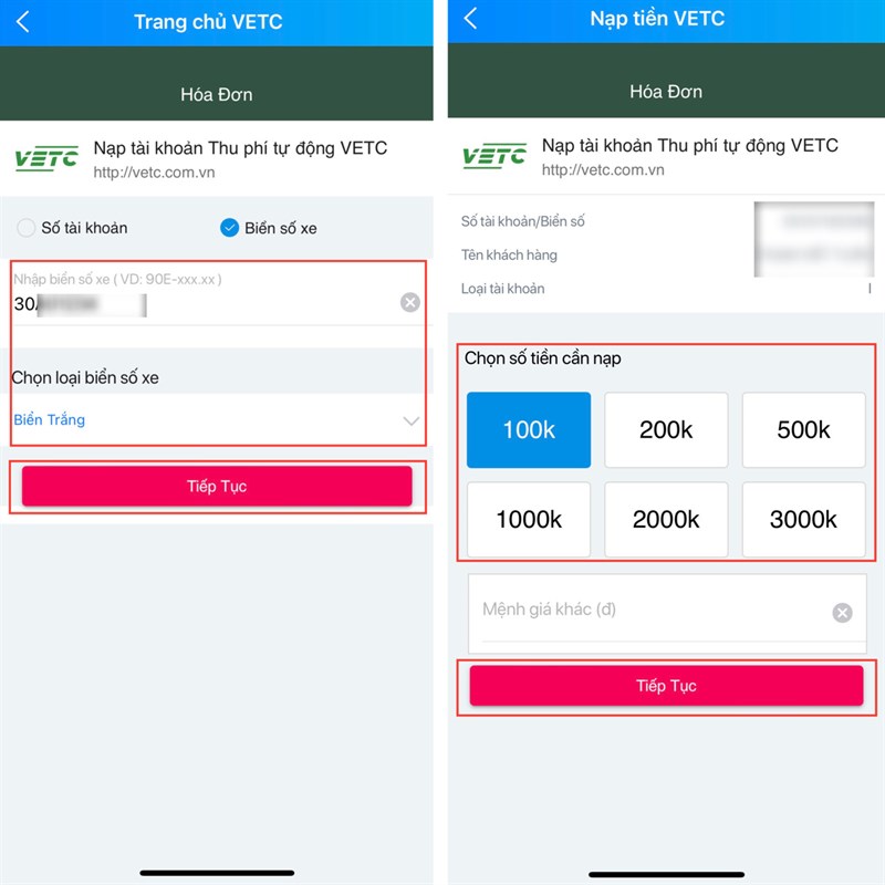 Cách nạp tiền VETC trên điện thoại