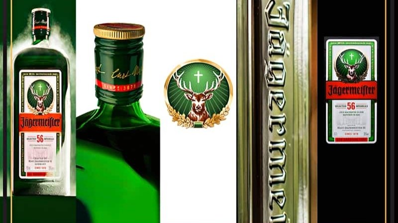 Hình ảnh phân biệt thân chai của rượu Jagermeister