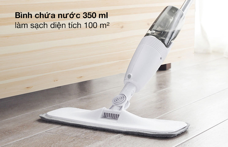 Cây lau nhà phun nước Deerma trang bị bình chứa lên đến 350ml, bạn không cần phải châm nước khi lau nhà