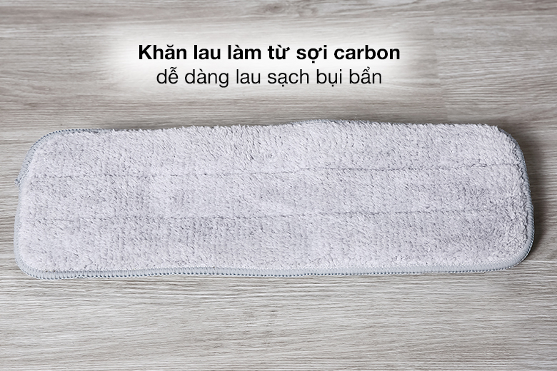 Cây lau nhà phun nước Deerma trang bị khăn lau sợi carbon giúp giữ nước và lau sạch các vết bẩn