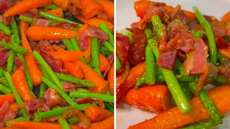 How to make delicious fried bacon with vegetables, eat very well