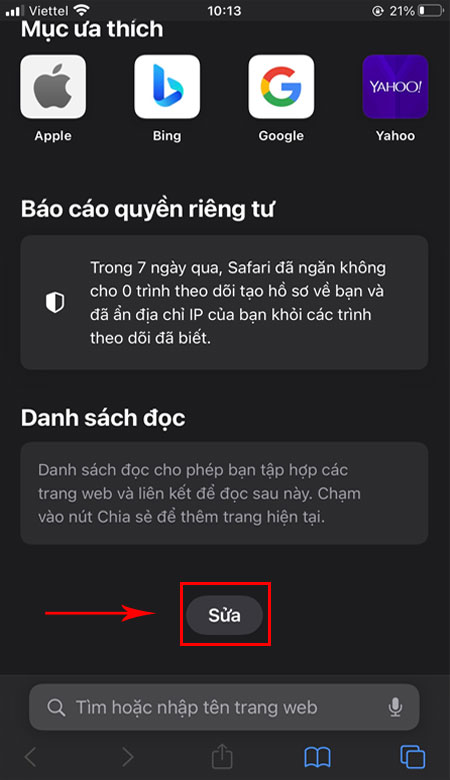 Cài đặt hình nền cho trình duyệt Safari