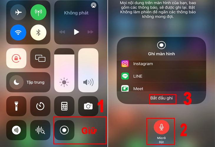 Bật micro và chọn nhận thông báo từ các ứng dụng được gợi ý