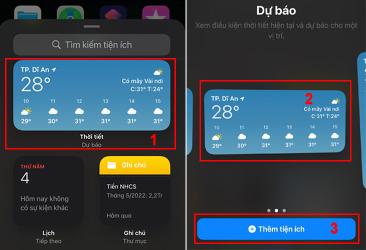 Chọn widget mà bạn muốn