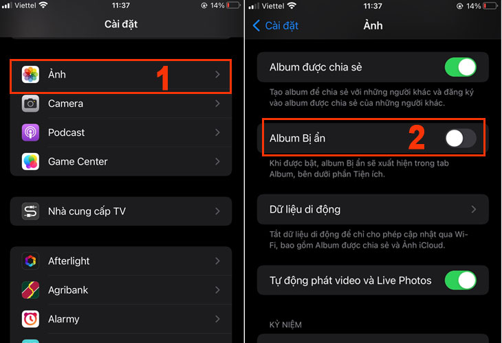 Tắt Album bị ẩn