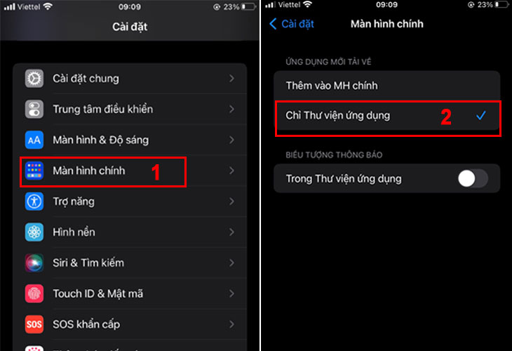 Cài đặt để các ứng dụng mới tải xuống không hiện trên màn hình