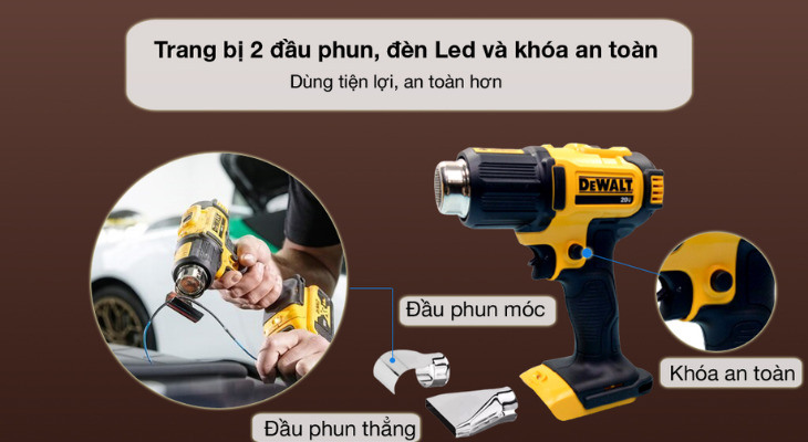 Máy thổi hơi nóng dùng pin Dewalt DCE530N-KR 18V