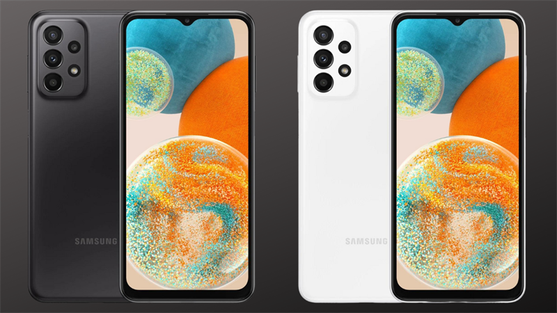 Samsung Galaxy A23 5G ảnh render màu đen và trắng