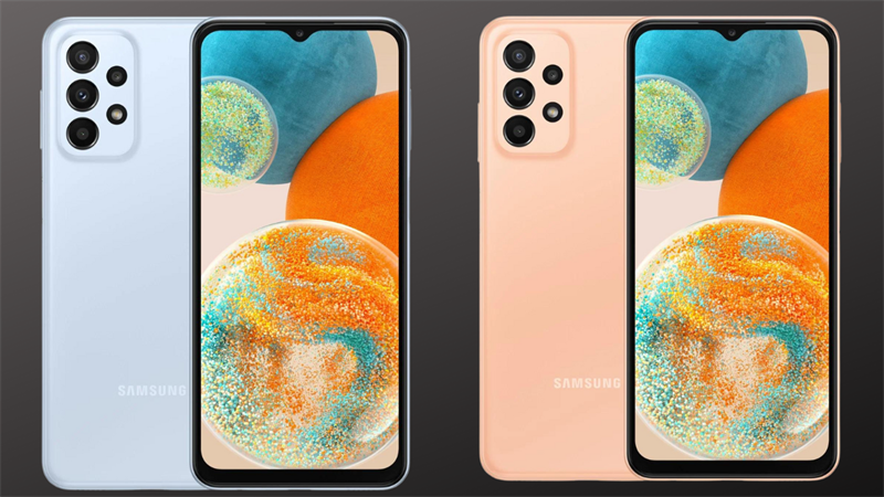 Samsung Galaxy A23 5G ảnh render màu hồng và xanh