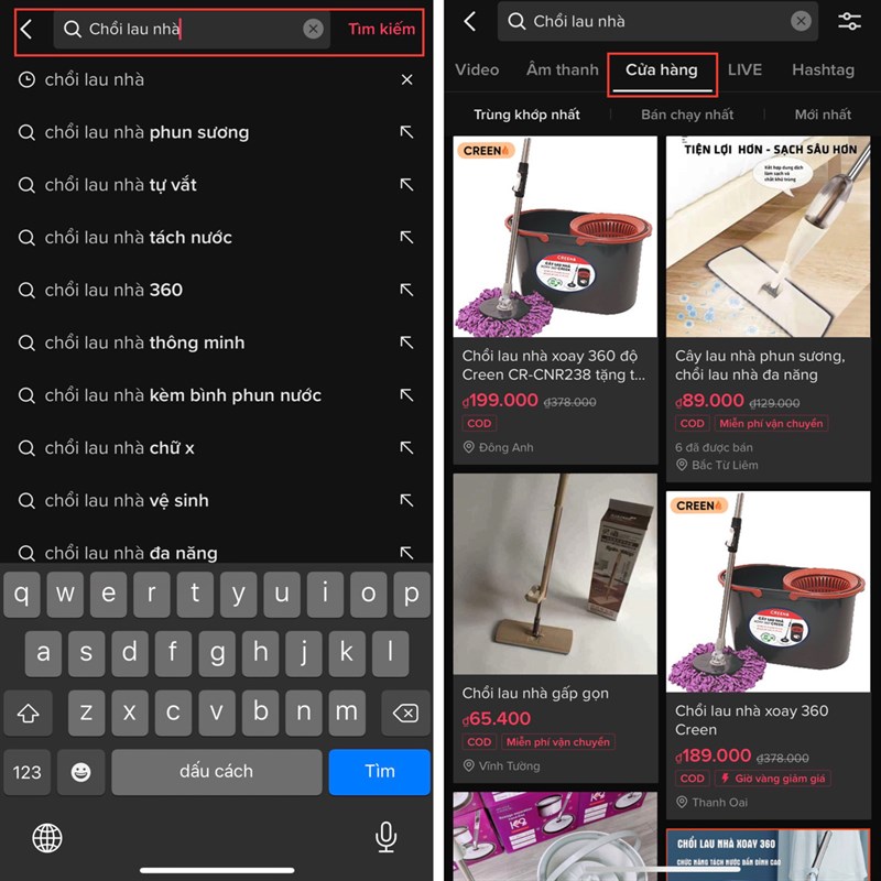 Cách tìm kiếm hàng hoá trên TikTok Shop 