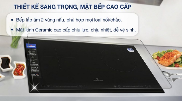 Bếp từ Bluestone có mặt kính chịu lực, chống va đập và chịu nhiệt tốt 