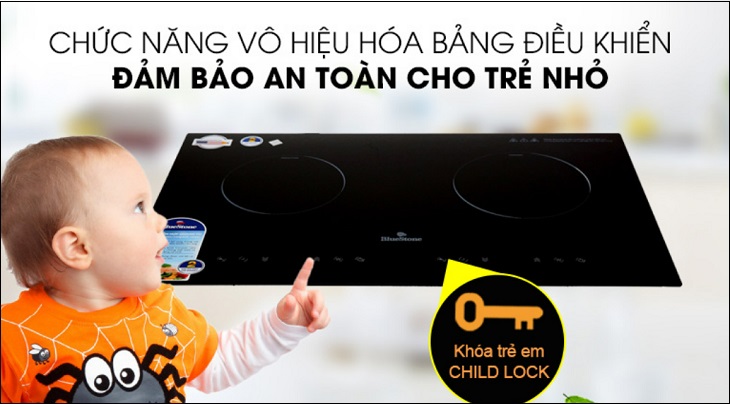 Bếp từ Bluestone của nước nào? Có tốt không? Có nên mua không? > Bếp từ hồng ngoại đôi lắp âm Bluestone ICB-6811 trang bị khóa trẻ em tiện lợi