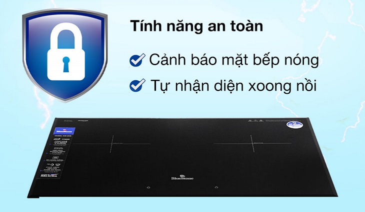 Bếp từ Bluestone của nước nào? Có tốt không? Có nên mua không? > Bếp từ đôi lắp âm BlueStone ICB-6821 tích hợp chức năng cảnh báo mặt bếp nóng