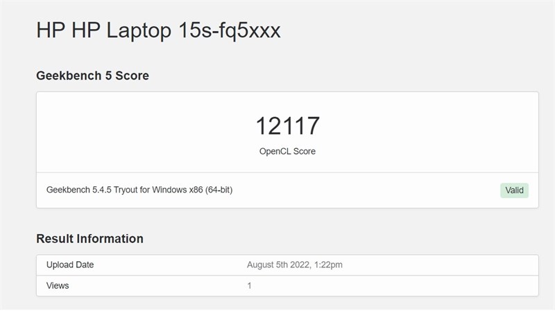 Điểm số Geekbench 5 của HP 15s fq5078TU. Điểm số Geekbench 5 của HP 15s fq5078TU.