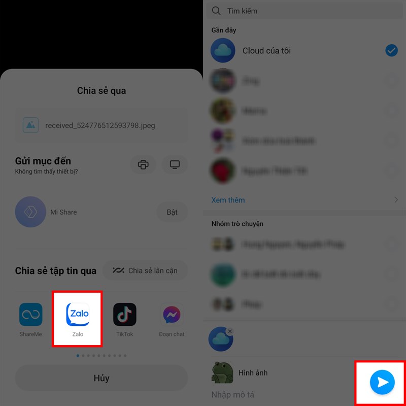 Cách chia sẻ ảnh từ Messenger sang Zalo