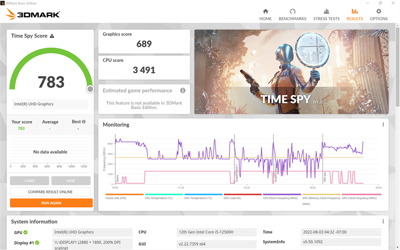 Điểm 3DMark của Vivobook 14X OLED.