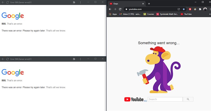 Các dịch vụ của Google không thể truy cập