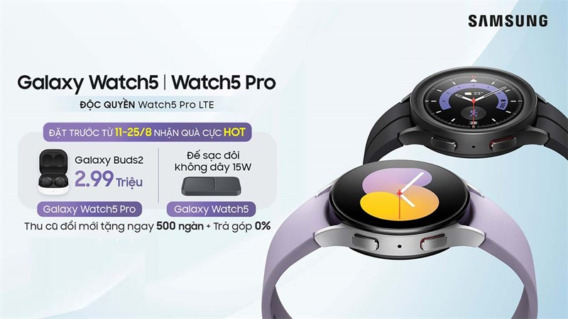 Đặt trước Galaxy Watch5 series nhận ngay bộ quà tặng tiền triệu đồng từ nhà Samsung