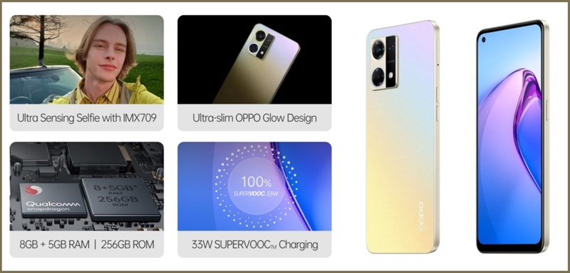 OPPO Reno8 4G sẽ có pin 4.500 mAh và hỗ trợ sạc nhanh SuperVOOC 33 W