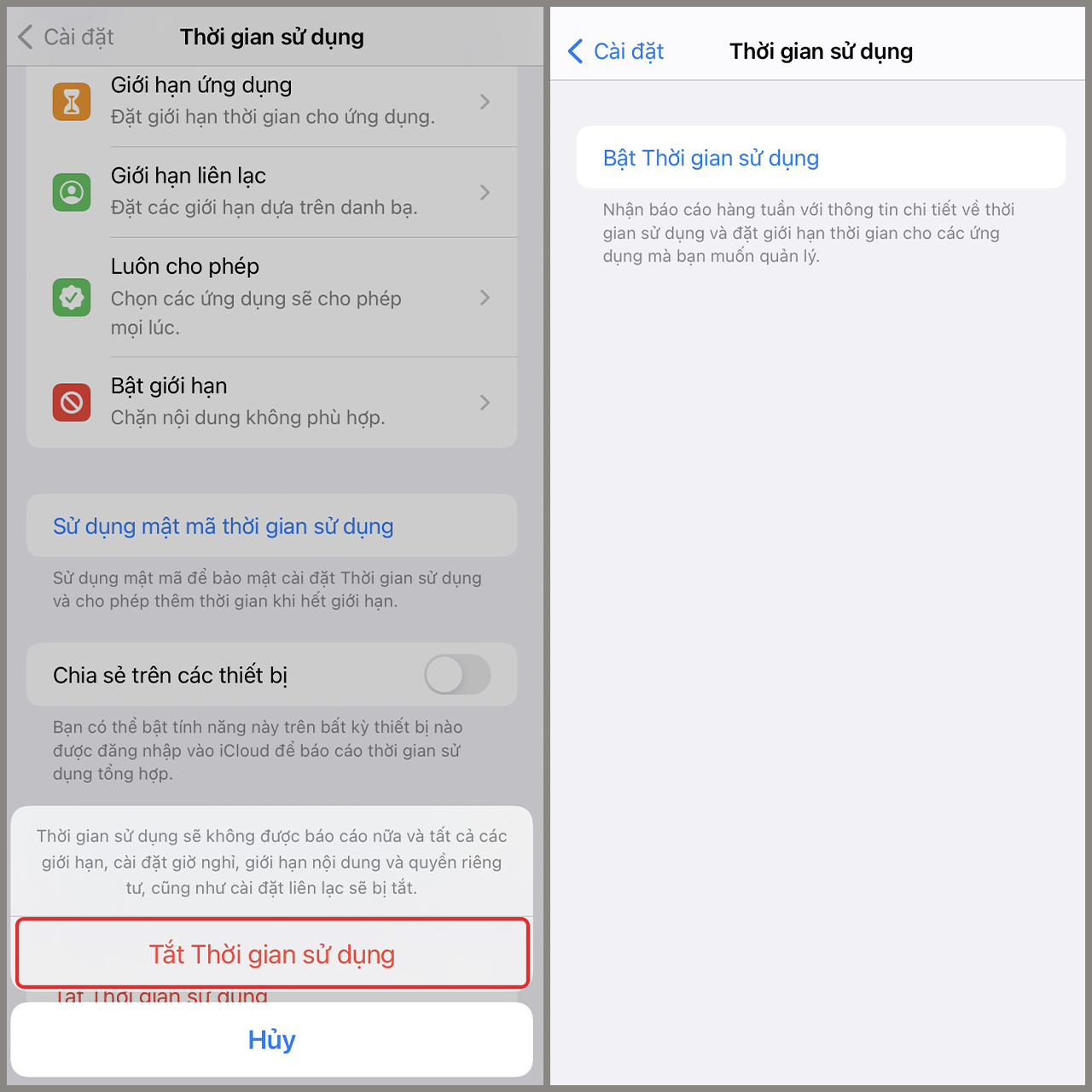 Cách để Tắt thời gian sử dụng trên iPhone Cách để Tắt thời gian sử dụng trên iPhone
