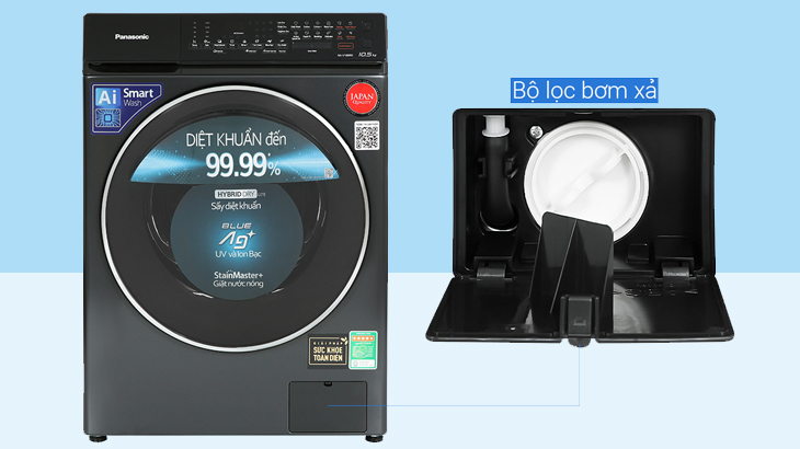 Đánh giá chi tiết máy giặt cửa trước Panasonic dòng FR mới có sấy tiện ích 2kg - Bộ lọc bơm xả 