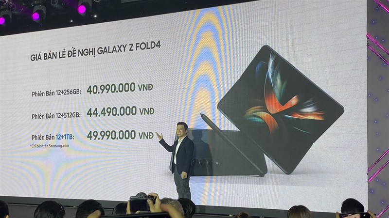 Giá bán lẻ đề nghị của Galaxy Z Fold4 tại thị trường Việt Nam khởi điểm từ 40.99 triệu đồng