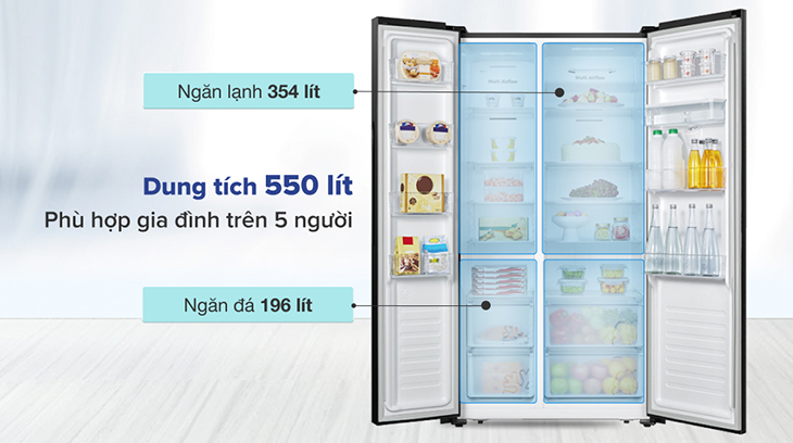 Lý do nên mua tủ lạnh Side by side Casper tiết kiệm điện 2022 > tủ lạnh Casper Side by side 550 lít