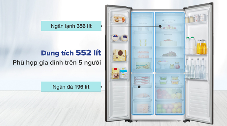 Lý do nên mua tủ lạnh Side by side Casper tiết kiệm điện 2022 > Casper Side by side 552 lít