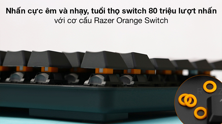 Bàn Phím Cơ Có Dây Gaming Silent Razer BlackWidow Lite được tích hợp Razer Orange Switch cho độ nhấn êm ái