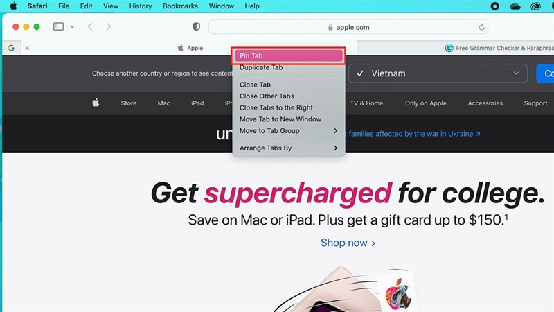 Cách sử dụng tab được ghim trong trình duyệt Safari