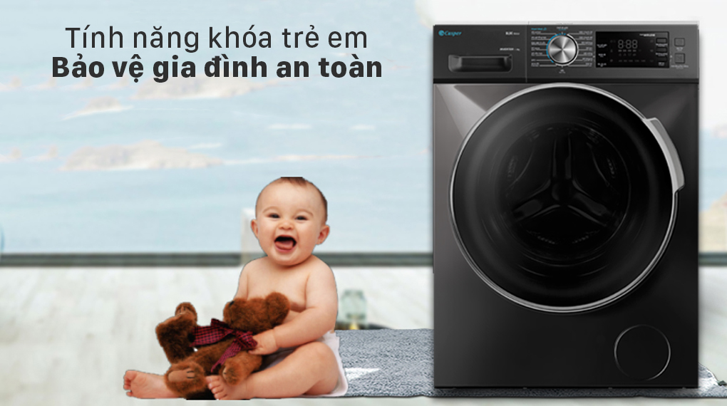 Vì sao nên chọn mua máy giặt lồng ngang Casper Inverter cho gia đình? > Bảo vệ gia đình an toàn với tính năng khóa trẻ em