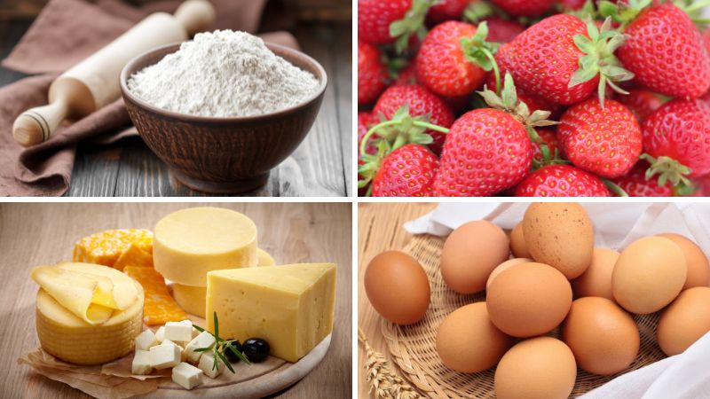 Nguyên liệu làm món tart dâu tây Nguyên liệu làm món tart dâu tây