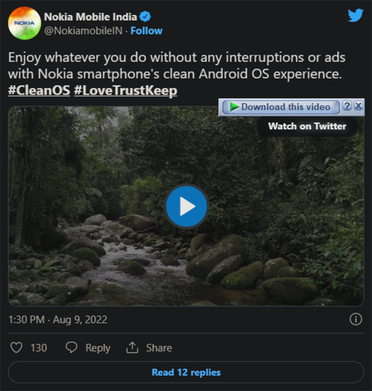 Dòng tweet của Nokia