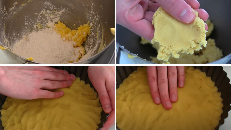 Trộn bột và làm đế bánh