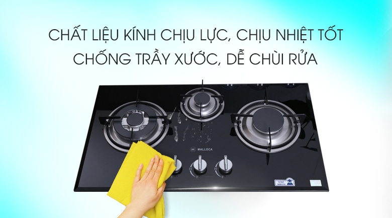 Bếp ga âm Malloca GHG 733B NEW có chất liệu bằng kính chịu lực, chịu nhiệt chống trầy và dễ lau chùi sau khi dùng Bếp ga âm Malloca GHG 733B NEW có chất liệu bằng kính chịu lực, chịu nhiệt chống trầy và dễ lau chùi sau khi dùng