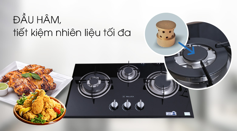 Bếp ga âm Malloca trang bị đầu hâm tiết kiệm nhiên liệu Bếp ga âm Malloca trang bị đầu hâm tiết kiệm nhiên liệu