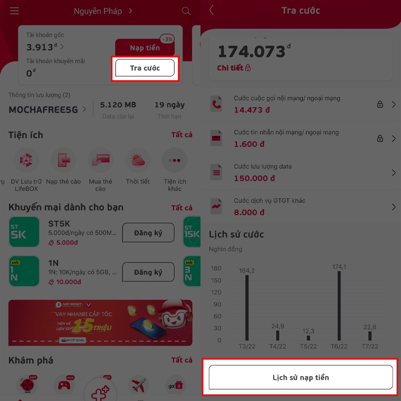 Cách tra cứu lịch sử nạp tiền Viettel