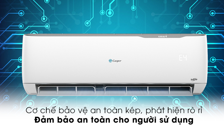 8 lý do nên mua máy lạnh Casper cho gia đình bạn trong mùa hè này > Cơ chế bảo vệ an toàn kép, phát hiện rò rỉ