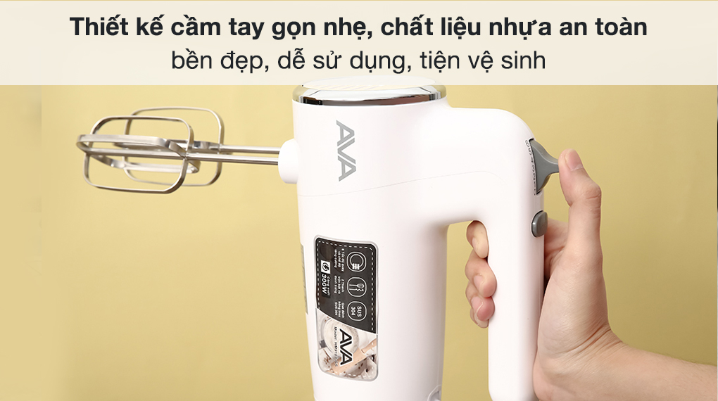 Máy đánh trứng AVA HM9103-GS với màu trắng trang nhã, tay cầm chắc chắn Máy đánh trứng AVA HM9103-GS với màu trắng trang nhã, tay cầm chắc chắn