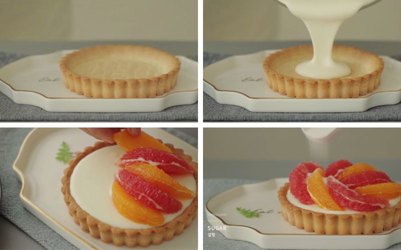 Làm bánh tart bưởi hồng