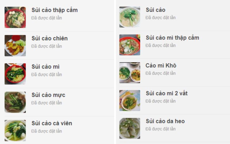 Menu quán Sủi cảo Thiên Nhiên