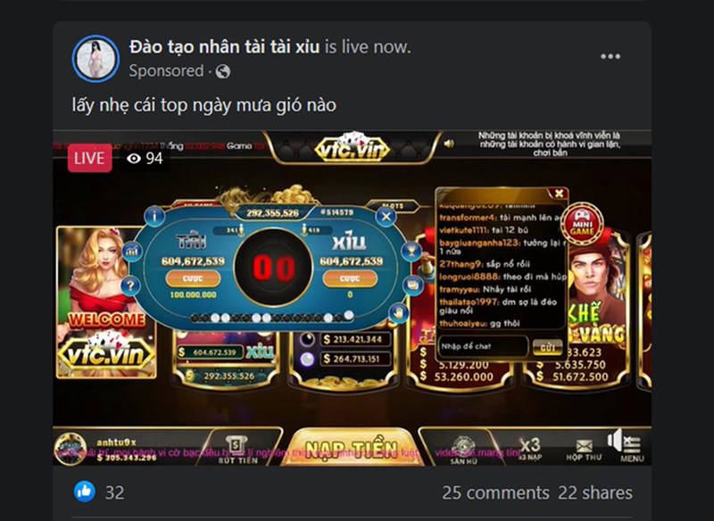 Facebook ngập quảng cáo cờ bạc, trò đỏ đen Facebook ngập quảng cáo cờ bạc, trò đỏ đen