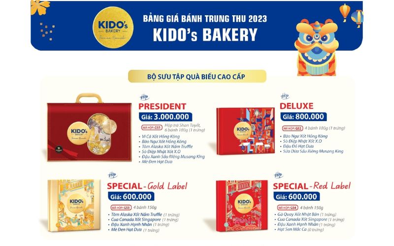 Bảng giá bánh Trung thu Kido hộp biếu cao cấp