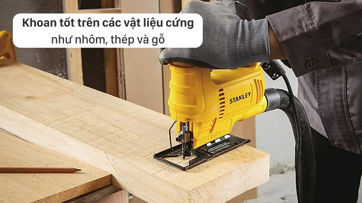 Máy cưa lọng Stanley SJ45-B1 450W có thể cưa trên nhiều vật liệu với lưỡi cưa thích hợp