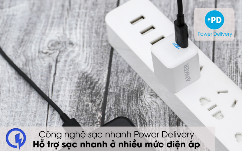 Adapter Sạc Type C PD 20W Anker PowerPort III Nano A2633 Trắng