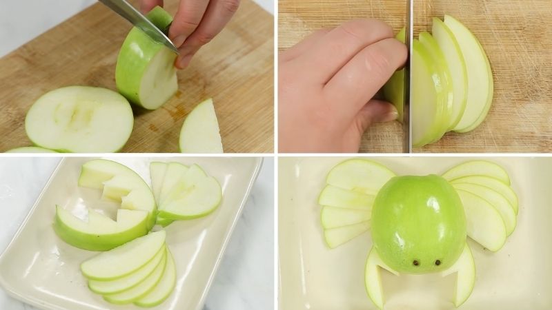 Tạo hình con cua bằng quả táo
