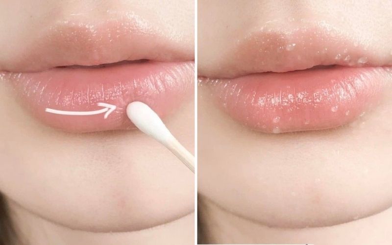 Apply lip balm and spray some toner or warm water on your lips