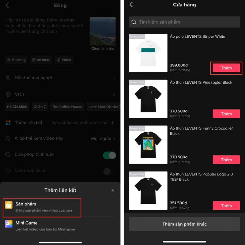 Cách thêm sản phẩm vào video TikTok 